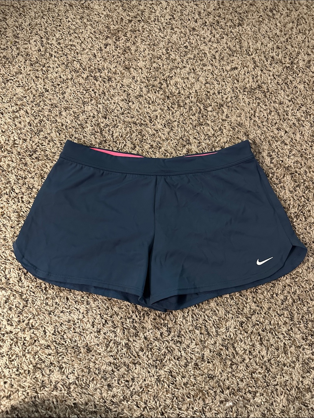 Nike Women’s Navy Athletic Shorts with Pink Trim (MRO)